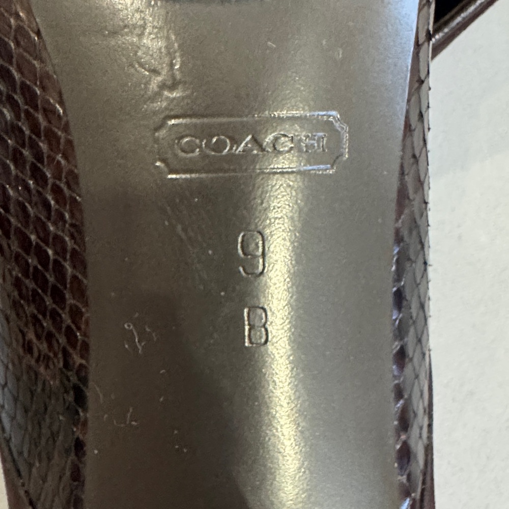 Coach Chocolate Brown Snakeskin & Suede High Heels – Size 9 - Picture 2 of 6